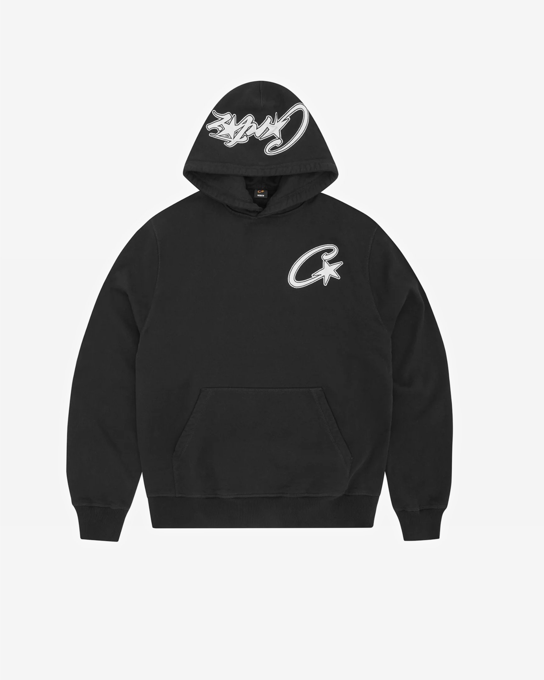SATIN C STAR APPLIQUÉ HOODIE [BLACK]